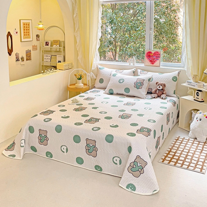 91家纺网 家纺一手货源 找家纺 澳梵家居 2024新款凉感丝软席软凉席床盖夏被四件套件 小屁熊