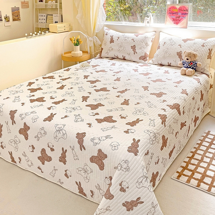 91家纺网 家纺一手货源 找家纺 澳梵家居 2024新款凉感丝软席软凉席床盖夏被四件套件 泰迪小熊