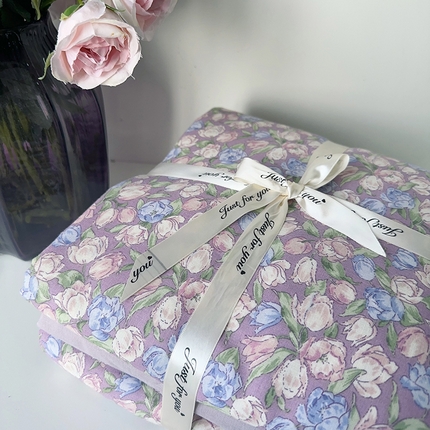 91家纺网 家纺一手货源 找家纺 麦伦家居 2024春夏新品全棉有氧双层纱印花系列四件套（叠拍图） 紫郁