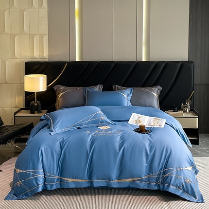 91家纺网 家纺一手货源 找家纺 （总）云雀 2025新款全棉轻奢刺绣线条款四件套