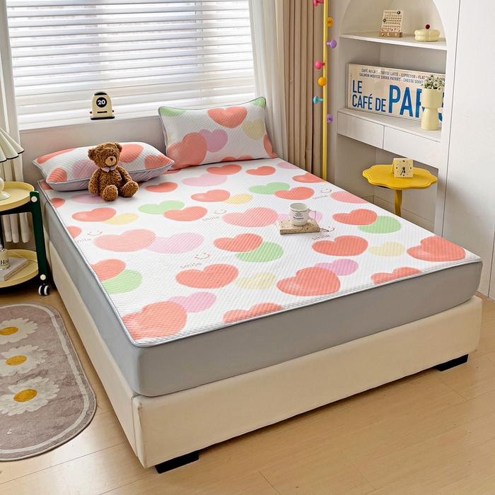 91家纺网 家纺一手货源 找家纺 大柏树 2025新款A类印花豆豆凉席 床笠款 心相印