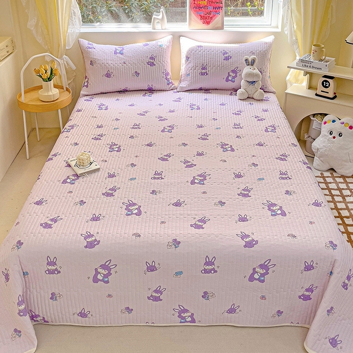 91家纺网 家纺一手货源 找家纺 澳梵家居 2024新款凉感丝软席软凉席床盖夏被四件套件 调皮兔