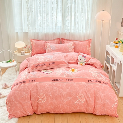 91家纺网 家纺一手货源 找家纺 （总）天之澜 2024新款植物羊绒简约斜纹磨毛四件套