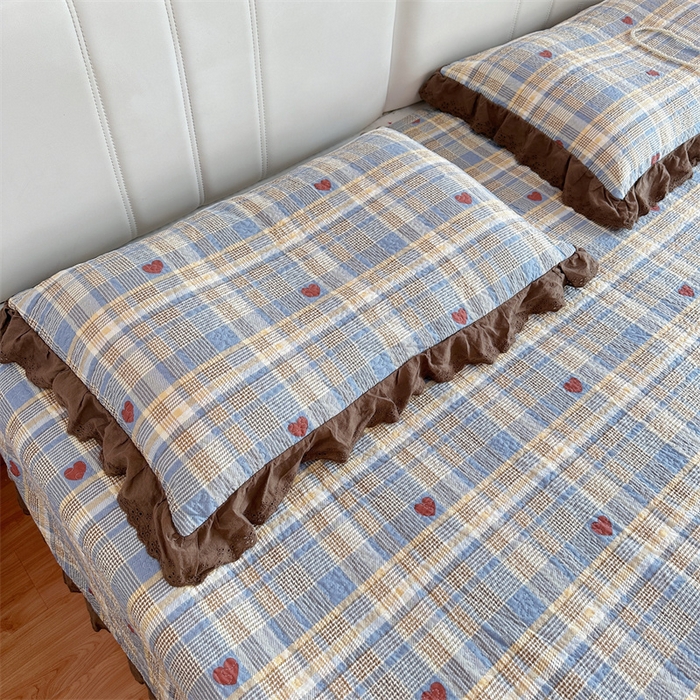 91家纺网 家纺一手货源 找家纺 佰织鑫家居（会员-5元） 2024新款全棉法式棉花床盖三件套 莱恩