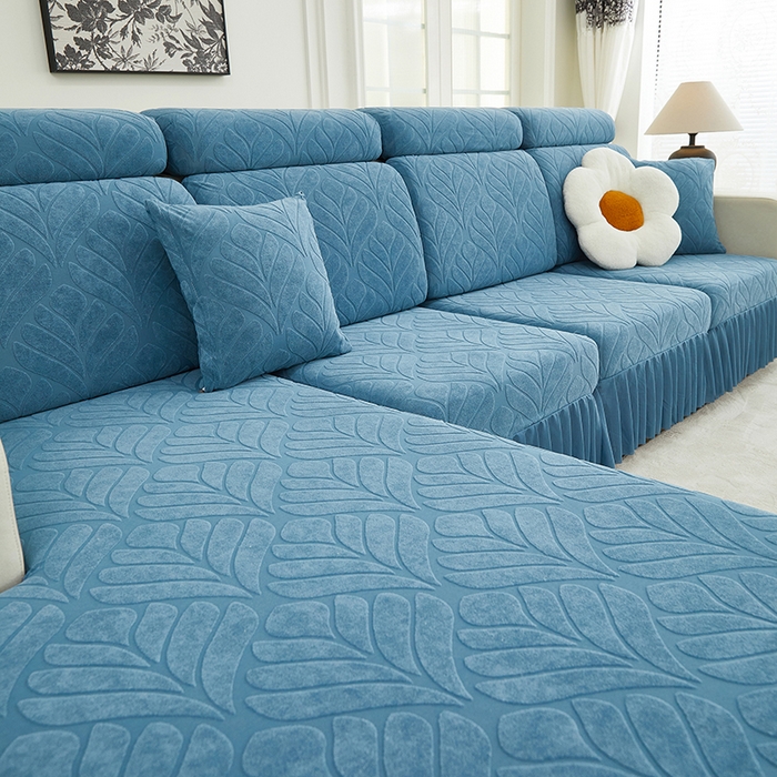 91家纺网 家纺一手货源 找家纺 天下布艺 2024新款沙发笠七叶草系列 天蓝