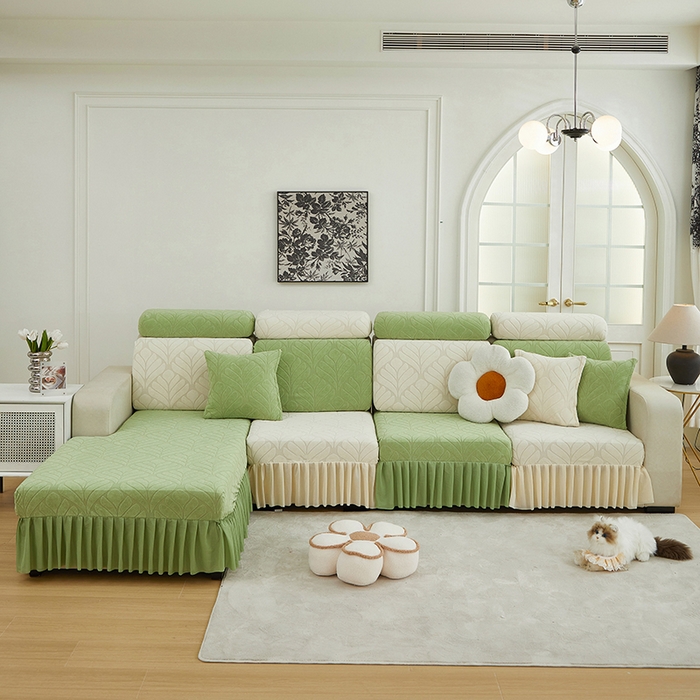 91家纺网 家纺一手货源 找家纺 天下布艺 2024新款沙发笠七叶草系列 拼色