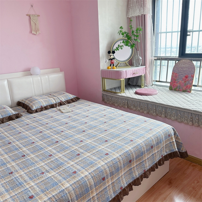 91家纺网 家纺一手货源 找家纺 佰织鑫家居（会员-5元） 2024新款全棉法式棉花床盖三件套 莱恩