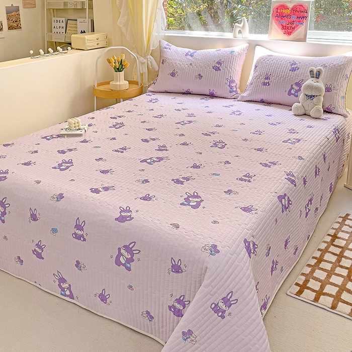 91家纺网 家纺一手货源 找家纺 澳梵家居 2024新款凉感丝软席软凉席床盖夏被四件套件 调皮兔