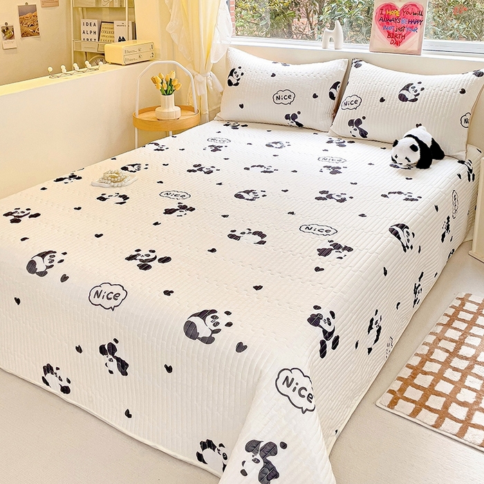 91家纺网 家纺一手货源 找家纺 澳梵家居 2024新款凉感丝软席软凉席床盖夏被四件套件 小熊猫