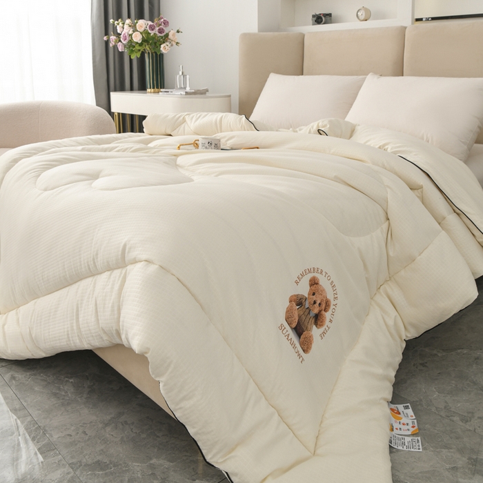 91家纺网 家纺一手货源 找家纺 居易简 2025新款直播华夫格大豆被纤维被冬被春秋被夏被被子被芯 波奇熊