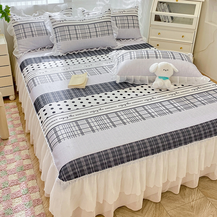 91家纺网 家纺一手货源 找家纺 花漾家居 2024新款韩版满天星升级款斜纹冰丝凉感丝豆豆席凉席 琴谱