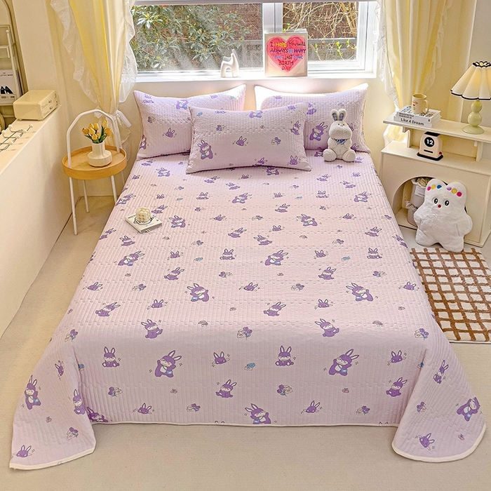 91家纺网 家纺一手货源 找家纺 澳梵家居 2024新款凉感丝软席软凉席床盖夏被四件套件 调皮兔