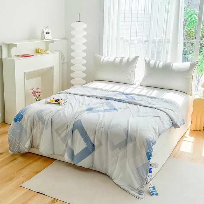 91家纺网 家纺一手货源 找家纺 佳居缘 2025新款A类全锦纶数码印花凉感夏被凉感丝夏被空调被 菱彩