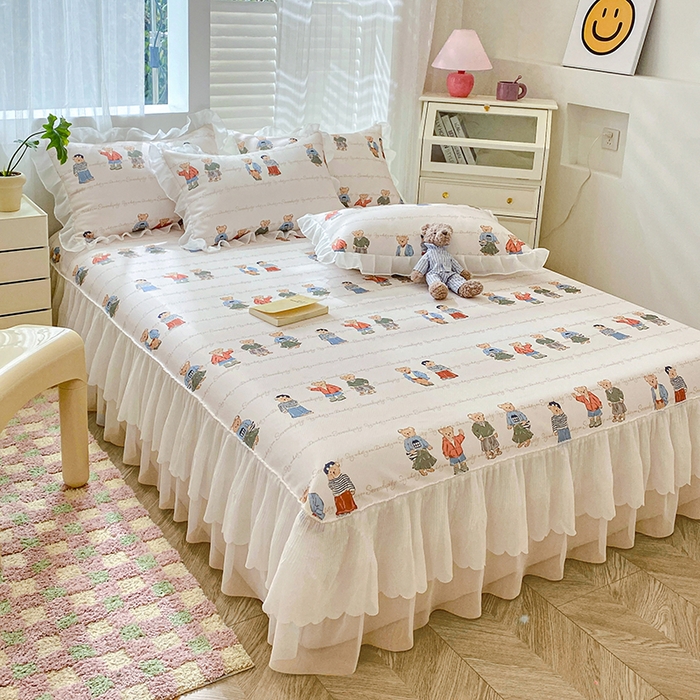 91家纺网 家纺一手货源 找家纺 花漾家居 2024新款韩版满天星升级款斜纹冰丝凉感丝豆豆席凉席 小熊乐园