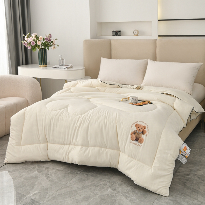 91家纺网 家纺一手货源 找家纺 居易简 2025新款直播华夫格大豆被纤维被冬被春秋被夏被被子被芯 波奇熊