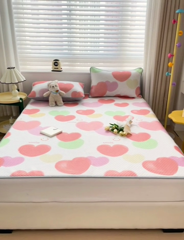 91家纺网 家纺一手货源 找家纺 大柏树 2025新款A类印花凉豆豆冰豆豆床席款凉席 心相印