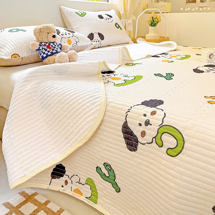 91家纺网 家纺一手货源 找家纺 澳梵家居 2024新款凉感丝软席软凉席床盖夏被四件套件 快乐小狗