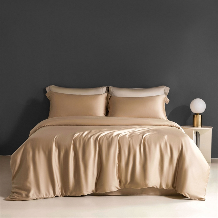 91家纺网 家纺一手货源 找家纺 卡派 2024新款奥地利 兰精纯色天丝四件套 香槟金