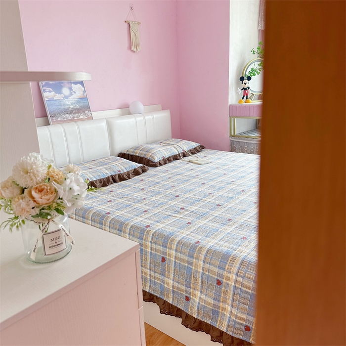 91家纺网 家纺一手货源 找家纺 佰织鑫家居（会员-5元） 2024新款全棉法式棉花床盖三件套 莱恩