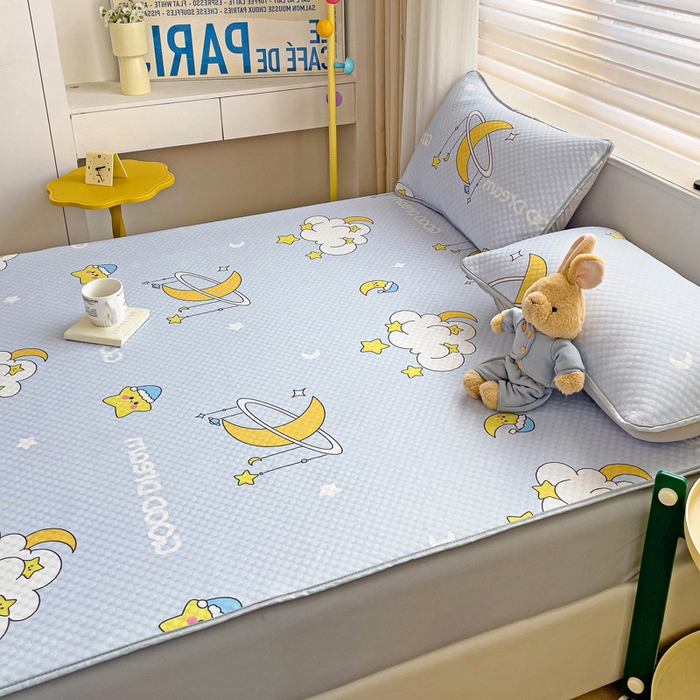 91家纺网 家纺一手货源 找家纺 大柏树 2025新款A类印花豆豆凉席 床笠款 星月夜