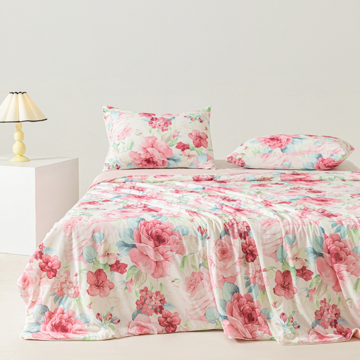 91家纺网 家纺一手货源 找家纺 佳居缘 发2024新款A类印花冰氨凉感夏被 盛世牡丹