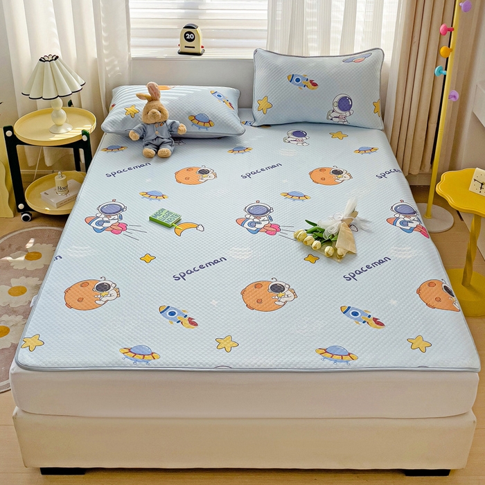 91家纺网 家纺一手货源 找家纺 大柏树 2025新款A类印花凉豆豆冰豆豆床席款凉席 宇航员