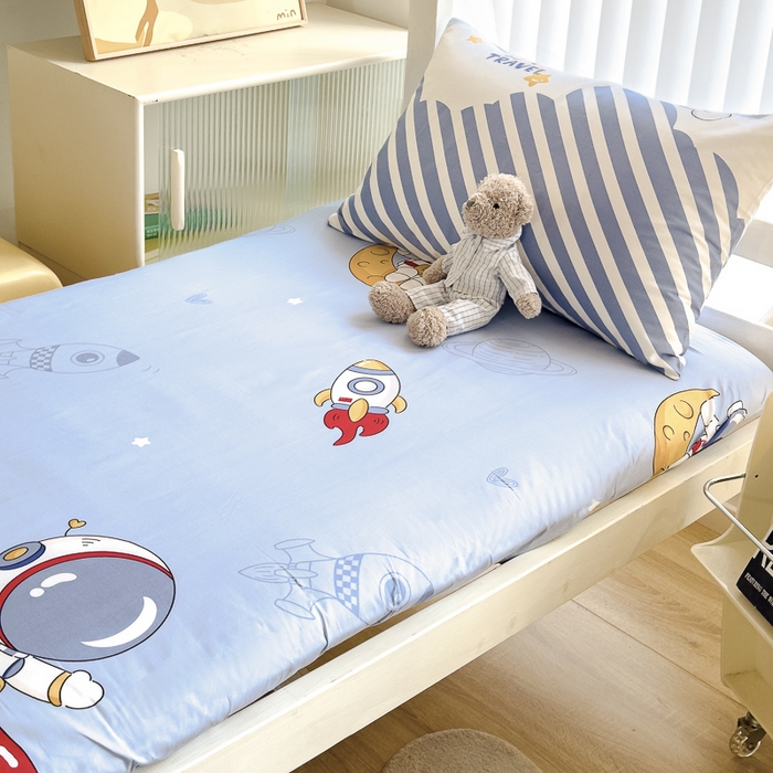 91家纺网 家纺一手货源 找家纺 （总）金鑫汇 2024新款全棉卡通印花学生床垫套床笠系列