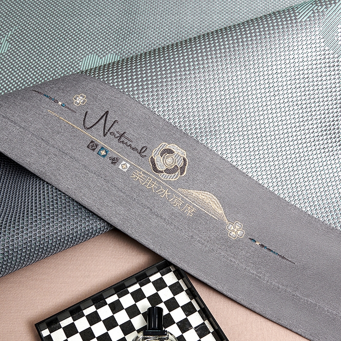 91家纺网 家纺一手货源 找家纺 优姿家纺 2024新款藤王重工刺绣加厚编制冰滕双凉席三件套 绿色