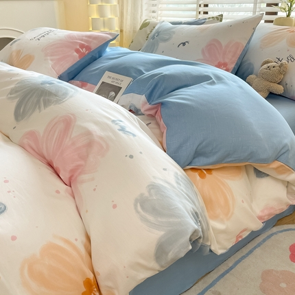 91家纺网 家纺一手货源 找家纺 宜家坊 2024新款12868全棉小清新四件套慕夏