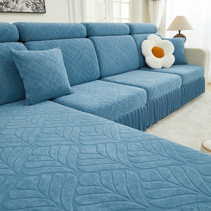 91家纺网 家纺一手货源 找家纺 天下布艺 2024新款沙发笠七叶草系列 天蓝