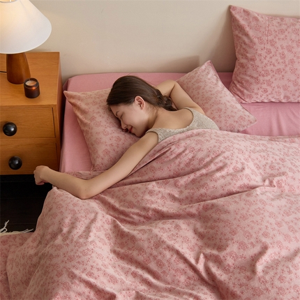 原研家居 2024新款水洗棉提花系列四件套第二批 繁花-红