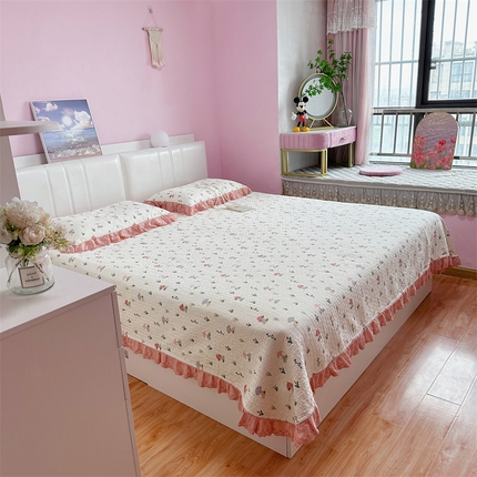 佰织鑫家居（会员-5元） 2024新款全棉法式棉花床盖三件套 蘑菇兔