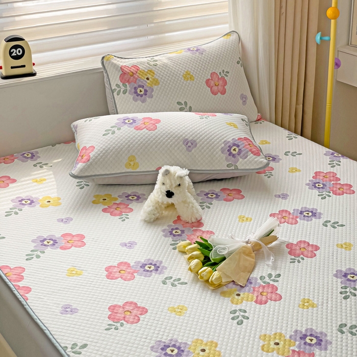 91家纺网 家纺一手货源 找家纺 大柏树 2025新款A类印花豆豆凉席 床笠款 樱花语