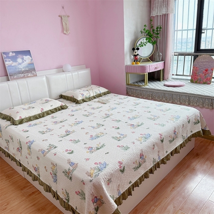 91家纺网 家纺一手货源 找家纺 （总）佰织鑫家居（会员-5元） 2024新款全棉法式棉花床盖三件套