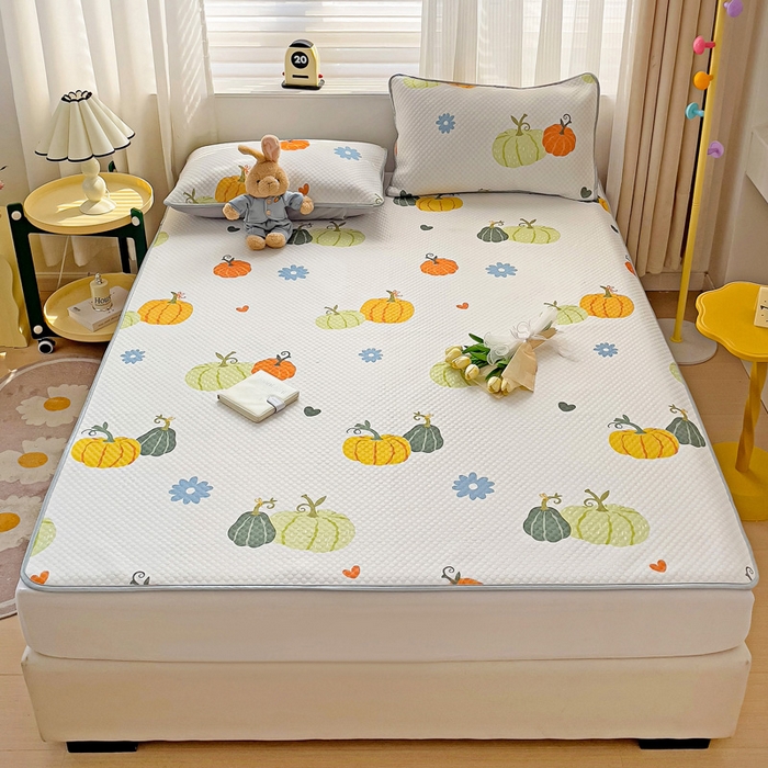 91家纺网 家纺一手货源 找家纺 大柏树 2025新款A类印花凉豆豆冰豆豆床席款凉席 小南瓜