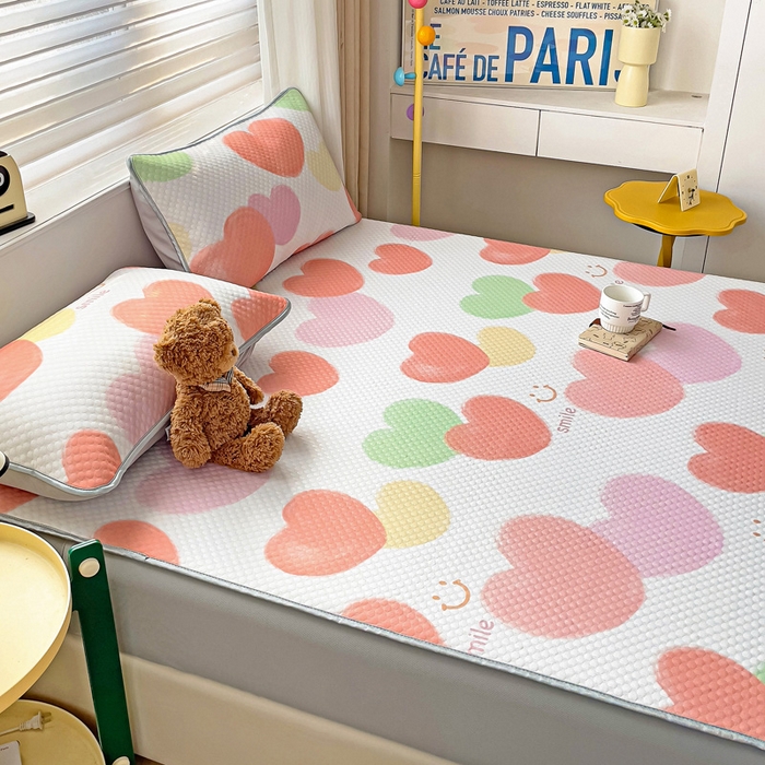 91家纺网 家纺一手货源 找家纺 大柏树 2025新款A类印花豆豆凉席 床笠款 心相印