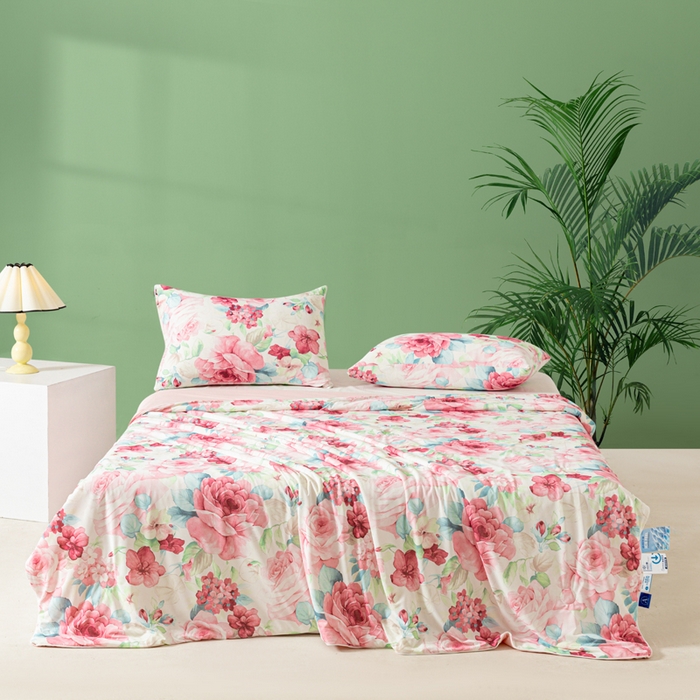 91家纺网 家纺一手货源 找家纺 佳居缘 发2024新款A类印花冰氨凉感夏被 盛世牡丹