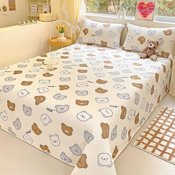 91家纺网 家纺一手货源 找家纺 澳梵家居 2024新款凉感丝软席软凉席床盖夏被四件套件 熊仔多多