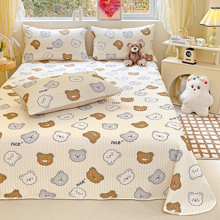 91家纺网 家纺一手货源 找家纺 澳梵家居 2024新款凉感丝软席软凉席床盖夏被四件套件 熊仔多多