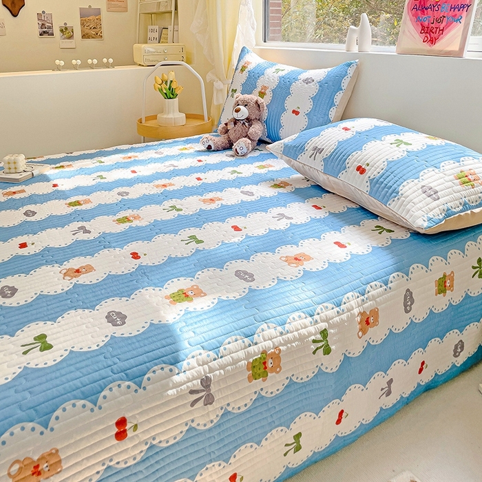 91家纺网 家纺一手货源 找家纺 澳梵家居 2024新款凉感丝软席软凉席床盖夏被四件套件 蓝色梦幻