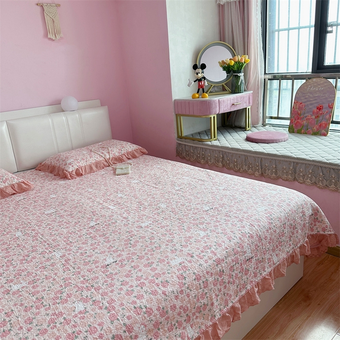 91家纺网 家纺一手货源 找家纺 佰织鑫家居（会员-5元） 2024新款全棉法式棉花床盖三件套 爱情故事