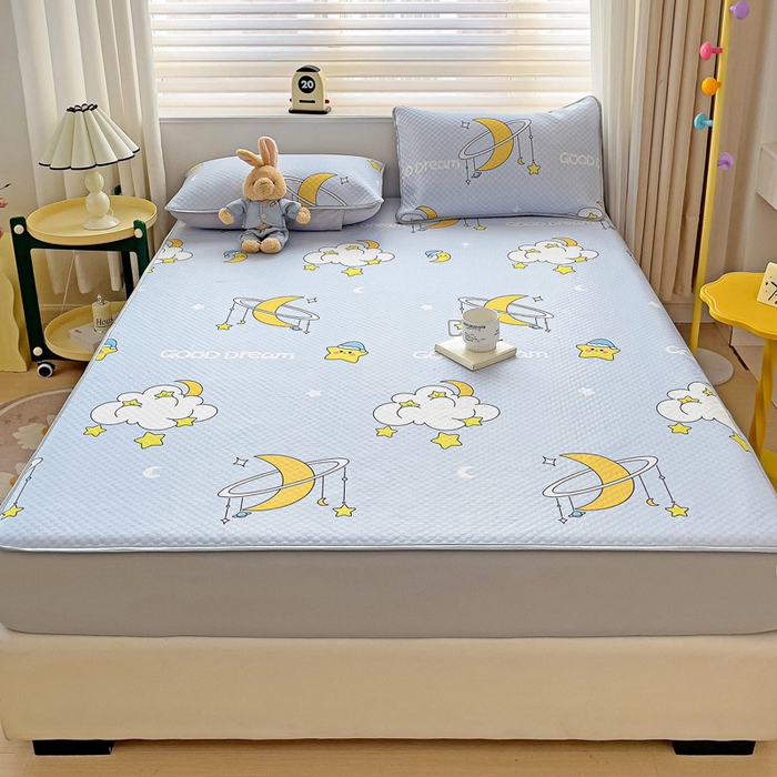 91家纺网 家纺一手货源 找家纺 大柏树 2025新款A类印花豆豆凉席 床笠款 星月夜