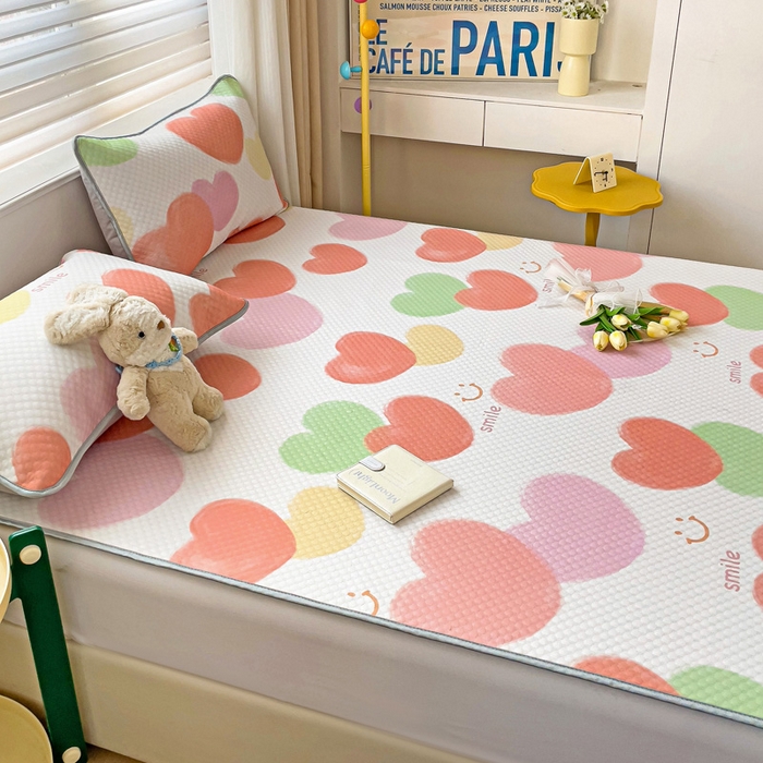 91家纺网 家纺一手货源 找家纺 大柏树 2025新款A类印花凉豆豆冰豆豆床席款凉席 心相印