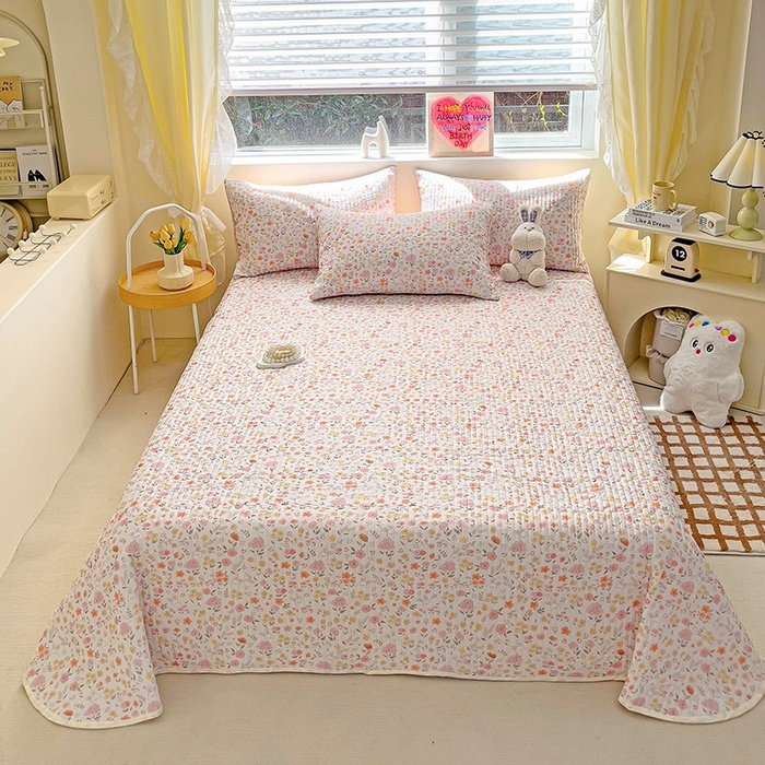 91家纺网 家纺一手货源 找家纺 澳梵家居 2024新款凉感丝软席软凉席床盖夏被四件套件 小花园