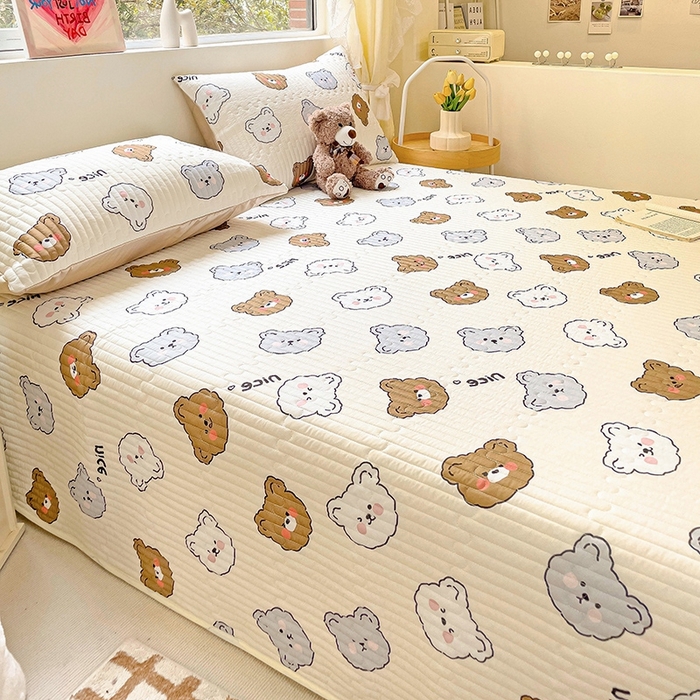 91家纺网 家纺一手货源 找家纺 澳梵家居 2024新款凉感丝软席软凉席床盖夏被四件套件 熊仔多多