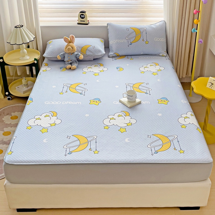 91家纺网 家纺一手货源 找家纺 大柏树 2025新款A类印花豆豆凉席 床笠款 星月夜