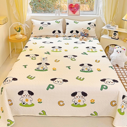 澳梵家居 2024新款凉感丝软席软凉席床盖夏被四件套件 快乐小狗