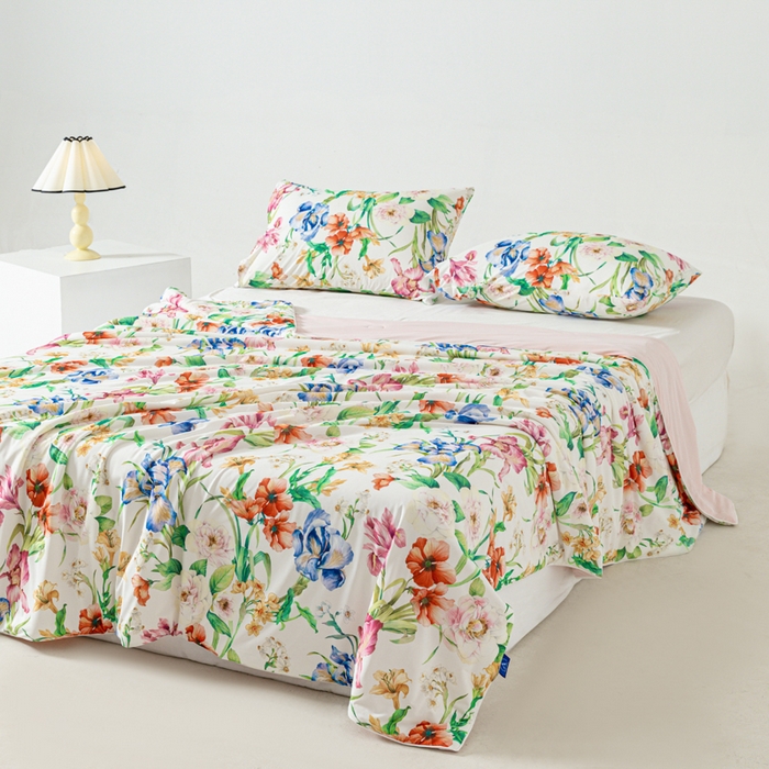 91家纺网 家纺一手货源 找家纺 佳居缘 发2024新款A类印花冰氨凉感夏被 春天里