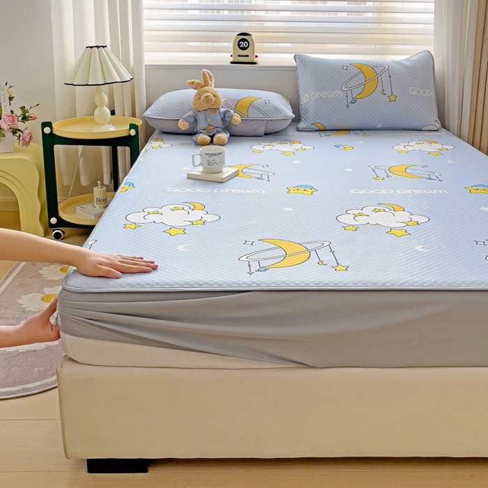 91家纺网 家纺一手货源 找家纺 大柏树 2025新款A类印花豆豆凉席 床笠款 星月夜