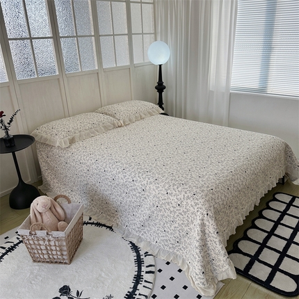 佰织鑫家居（会员-5元） 2024新款全棉法式棉花床盖三件套 南法假日